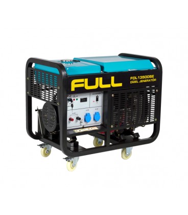 Генератор дизельный FULL FDL13500SE3, 3-фазный 230/400V, 50Hz, 13.75kVA/11kW, бак 25 л, расход 3,5 л/ч, пуск:стартер, 910x578x66