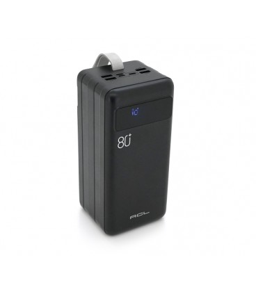 Powerbank ACL PW-54 80000mAh, 4xUSB, 4 кабеля(USB/Micro/Type-C/Lighting), 1,4кг, Black/White, Box