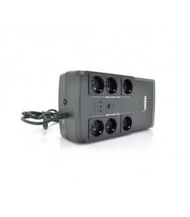 ИБП Merlion BUDA 800 (450W) LED, 180-270VAC, AVR 1st, 6 SCHUKO (3*BatteryBackup + 3* Surge), 1x12V5Ah, plastik Case Q4 (305x159x