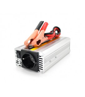 Инвертор напряжения POWERMASTER-500(300Вт), 12/220 с аппроксимированной синусоидой, 1 универсальные розетка, Клемы+крокодилы, Bo