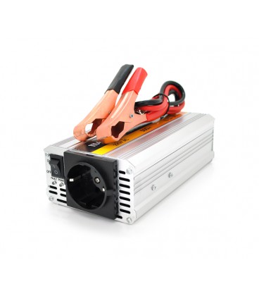 Инвертор напряжения POWERMASTER-500(300Вт), 12/220 с аппроксимированной синусоидой, 1 универсальные розетка, Клемы+крокодилы, Bo