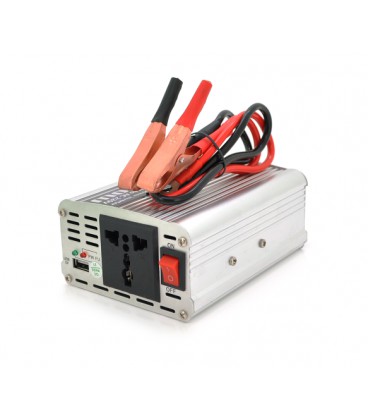 Инвертор напряжения PI 500ВА(300Вт), 12/220V, approximated, 1 универсальная розетка, клемы + крокодилы+АЗУ