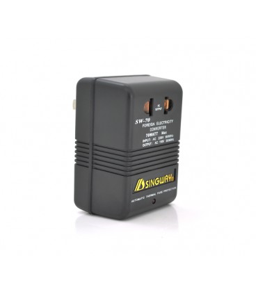 Преобразователь напряжения SW-70, 220V &gt, 110V . Мощность 70 Вт. LED-индикация. Черный + переходник