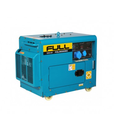 Генератор дизельный FULL FDL9000SC, 1-фазный 230V, 50Hz, 8.5kVA/6.8kW, бак 12,5 л, расход 2 л/ч, пуск: ручной/стартер, 900х520х7