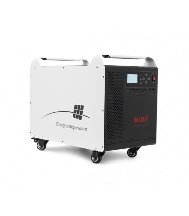 Must HBP1800-3024OS 3072W LiFePO4 LCD, 24VDC, PV 60A MPPT, 230V ±5%, 6000 cycle 80% DOD, 25°C, 4xUSB, 2x12V1A, Type-C, 3xAC 220V