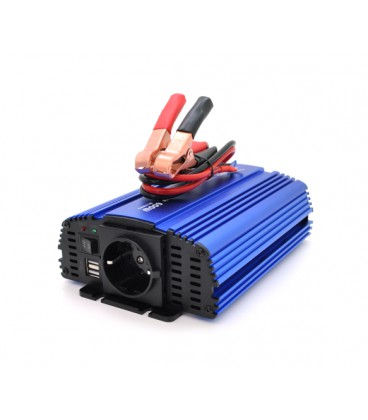 Инвертор напряжения Tommatech MS-600, 12V/220V, 600W с аппроксимированной синусоидой, 1Shuko, USB, клеммные провода, АЗУ+ зажимы