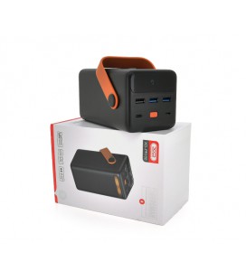 PowerBank XO-PR168 50000mAh,flashlight,Input: 5V/3A,9V/2A(Type-C,MicroUSB),Output:5V/3A,5V/4.5A,9V/2A (3хUSB,Type-C),Q18, plasti