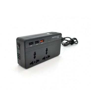 Инвертор напряжения Konfulon CZ-01, 200W(24В)+100W(12В), 12/24V/220V, approximated, 2 универсальные розетки+3USB, Box
