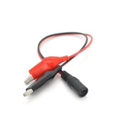 Соединительные провода 5.5*2.5 мама с зажимами АКБ, длина 0.3м, провод медный 1.0 мм2, 'Крокодилы' 27мм