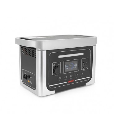 Must EM181-EM1024S 1000W LiFePO4 LCD, 12VDC, PV 25A MPPT, 230V ±5%, 6000 cycle 80% DOD, 25°C, 4xUSB, PD18W+2x60W, 2xAC 220V, 225