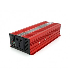 Инвертор напряжения V-TEK+LCD 2000ВА(1200Вт), 12/220V, approximated, 1 универсальная розетка+USB, клемы+крокодилы, АЗУ, Box