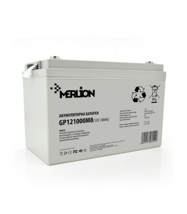 Аккумуляторная батарея MERLION AGM GP121000M8 12 V 100 Ah ( 329 x 172 x 218 ), 28.1 kg White Q36
