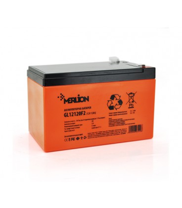 Аккумуляторная батарея MERLION GL12120F2 12 V 12 Ah ( 150 x 98 x 95 (100) ), 3.3 kg Orange Q6/252