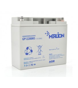 Аккумуляторная батарея MERLION AGM GP12200M5 12 V 20 Ah ( 181 x 76 x 166 (168) ), 5.4 kg Q4/192