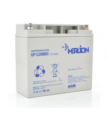 Аккумуляторная батарея MERLION AGM GP12200M5 12 V 20 Ah ( 181 x 76 x 166 (168) ), 5.4 kg Q4/192