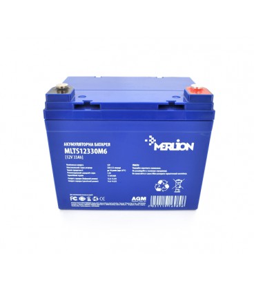Аккумуляторная батарея MERLION FOR TESLA AGM MLTS12330M6 12 V 33 Ah ( 195 x 130 x 155 (165) ), 11.8 kg Blue Q1