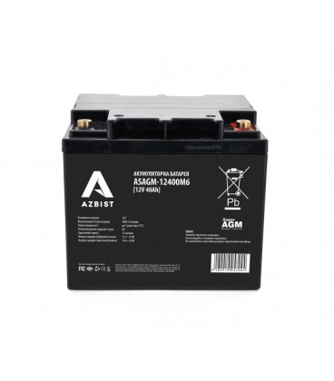Аккумулятор AZBIST Super AGM ASAGM-12400M6, Black Case, 12V 40.0Ah (198x166x171), 13kg Q1