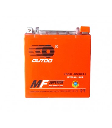 Мотоаккумулятор OUTDO (Maxion) YB 30L-BS GEL, 12V 30Ah (166 х 126 х 176), Orange, Q2