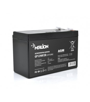 Аккумуляторная батарея MERLION AGM GP1290F2B 12 V 9 Ah ( 150 x 65 x 95 (100) ), 2.175kg Black Q10/480
