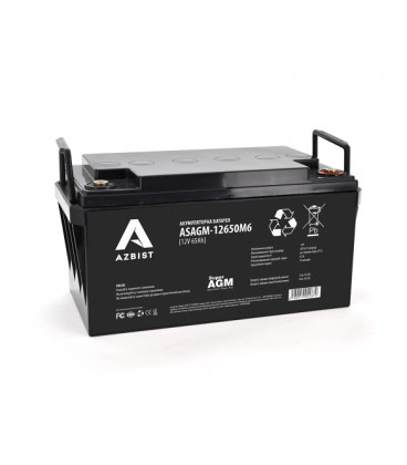 Аккумулятор AZBIST Super AGM ASAGM-12650M6, Black Case, 12V 65.0Ah ( 348 х 168 х 178 ), 19kgQ1/48