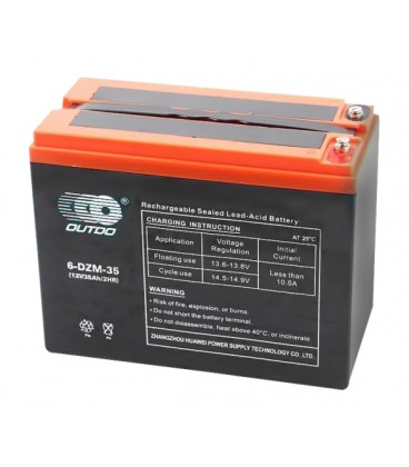 Тяговая аккумуляторная батарея AGM OUTDO 6-DZM-35 (EVF-35), 12V 35Ah, ( 223 х 105 х 174 ), Q1