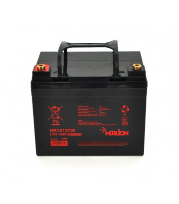 Аккумуляторная батарея MERLION HR12127W, 12V 36Ah Black ( 195 х 130 х 155 (167) ), 9.75 kg