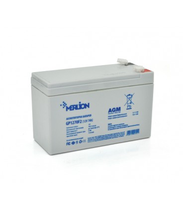 Аккумуляторная батарея MERLION AGM GP1270F2 12 V 7Ah ( 150 x 65 x 95 (100) ), 1.9 kg White Q10/480