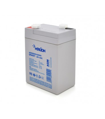 Аккумуляторная батарея MERLION AGM GP645F1 6V 4.5Ah ( 70 x 47 x 100 (105)) , 0.665 kg, Grey, Q20/2400