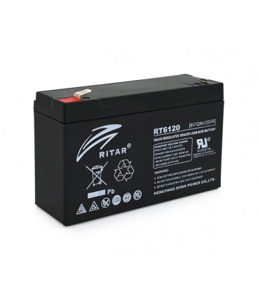 Аккумуляторная батарея AGM RITAR RT6120A, Black Case, 6V 12Ah ( 150 х 50 х 93 (99) ), 1.66kg Q10