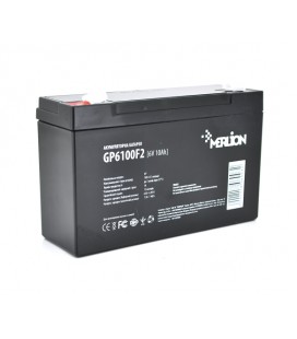Аккумуляторная батарея MERLION AGM GP6100F2 6 V 10Ah ( 150 x 50 x 95 (100) ), 1.63 kg Q10/540