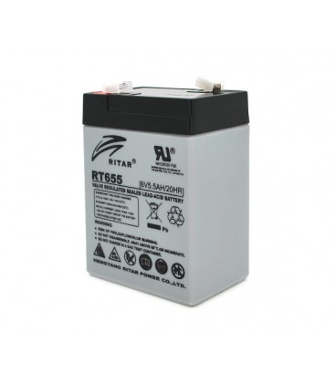Аккумуляторная батарея AGM RITAR RT655, Gray Case, 6V 5.5Ah ( 70х47х99 (105) ), 0.72 kg Q20