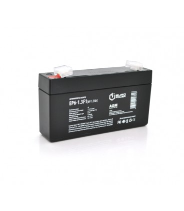 Аккумуляторная батарея EUROPOWER AGM EP6-1.3F1 6 V 1.3 Ah ( 95 x 25 x 50 (55) ), 0.25 kg Black Q40