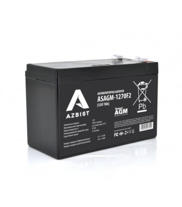 Аккумулятор AZBIST Super AGM ASAGM-1270F2, Black Case, 12V 7.0Ah (151 х 65 х 94 (100)),. 2,1kg Q10