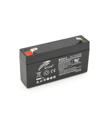 Аккумуляторная батарея AGM RITAR RT613, Black Case, 6V 1.3Ah ( 97х24х 52 (58) ), 0.305 kg Q20