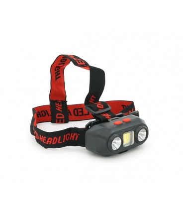 Налобный Фонарик KX-303, 3+3 реж., COB, корпус- пластик, водостойкий, 18650 аккумулятор, USB кабель, BOX