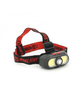 Налобный Фонарик KX-302, 3+3 реж., COB, корпус- пластик, водостойкий, 18650 аккумулятор, USB кабель, BOX