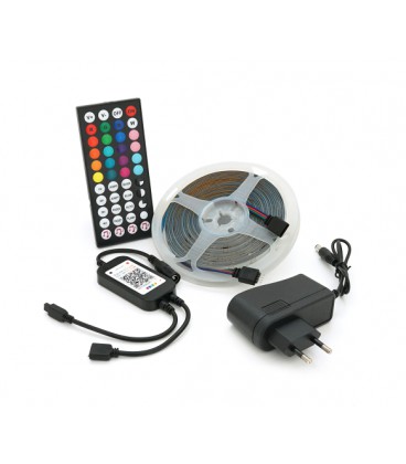 Комплект музыкальной светодиодной ленты 3528 RGB 5 метров, 54Led, пульт, блок питания, bluetooth, ip65