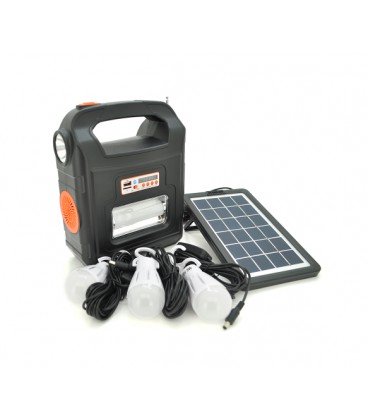 Переносной фонарь RT910BT+Solar, 1+1 режим, Радио+ Bluetooth колонка, встроенный аккум, 3 лампочки 3W, USB выход, Black/Orange