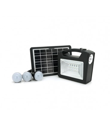 Переносной фонарь GD-103+ Solar, 1+1 режим, 1+15Led, встроенный аккум-Powerbank 10000mAh, 2USB, 3 лампочки 3W, USB выход, Black,