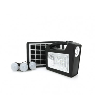 Переносной фонарь CL25+ Solar, 1+1 режим, 1+15Led, встроенный аккум-Powerbank 10000mAh, 3 лампочки 3W, USB выход, Black, Box