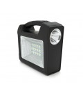 Переносной фонарь CL25+ Solar, 1+1 режим, 1+15Led, встроенный аккум-Powerbank 10000mAh, 3 лампочки 3W, USB выход, Black, Box