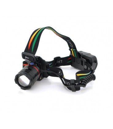 Налобный Фонарик Bailong BL-P52, 3 реж., Zoom, корпус- пластик, водостойкий, ударостойкий, 2*18650 аккумулятор, USB кабель, BOX