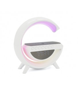 Настольная лампа-ночник BT-3401+часы, Bluetooth колонка, бспроводная зарядка телефона, свет RGB, Box