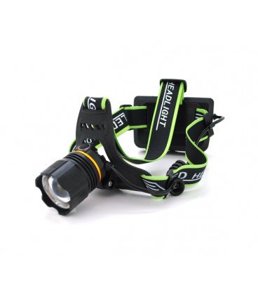 Налобный фонарик Bailong BL-A13-3-P360 , Zoom, 3 режима, корпус- пластик, водостойкий, ip44, питание 2*18650, USB кабель, 6400K,