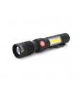 Фонарь ручной Watton WT-601, P50 + 16 SMD COB, 2+2 режима, ZOOM, 18650/2400mah, Black, IP40, USB Type-C, МАГНИТ, 138х28х26мм, BO