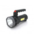 Фонарь поисковый USHL-828, 1LED T6+COB, 3W, 3+1 режима, 1200mah, Black, IP40, USB кабель+Solar, 150х60х90мм, BOX