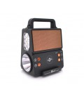 Фонарь переносной KENSA FP-05-W-S-L+Solar+FM+MP3+Bluetooth+AUX, 2 лампы доп. освещения, 2 режима, заряд от 5V, батарея 2*18650, 