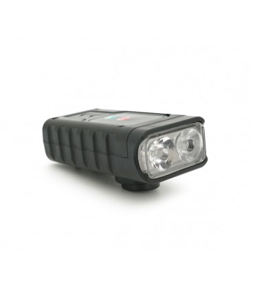 Фонарик велосипедный HY-7518, 4 режима+сигнал, встроенный аккум, индикация заряда, USB кабель, BOX