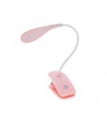 Гибкая настольная лампа-прищепка SW-D812, 3 режима, 4,2V 300mAh. microUSB, 3 часа работы, 25см, 200гр, PINK, Box