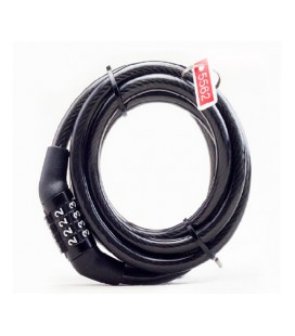 Замок велосипедный тросовый кодовый Dead Fly Lock 532, длина 6*1000мм, АBS/стальная проволока, Black